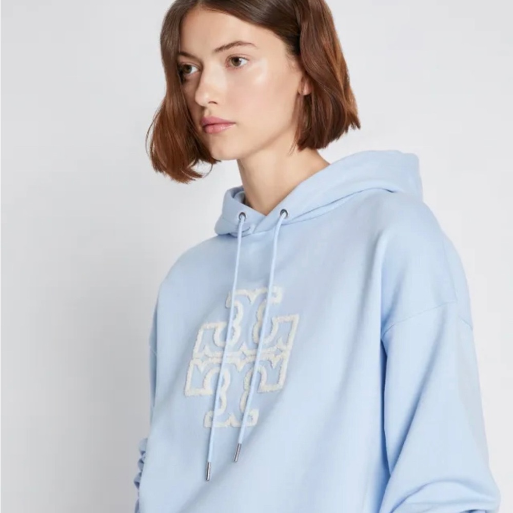 NWT Tory Burch light blue logo sweatshirt Small